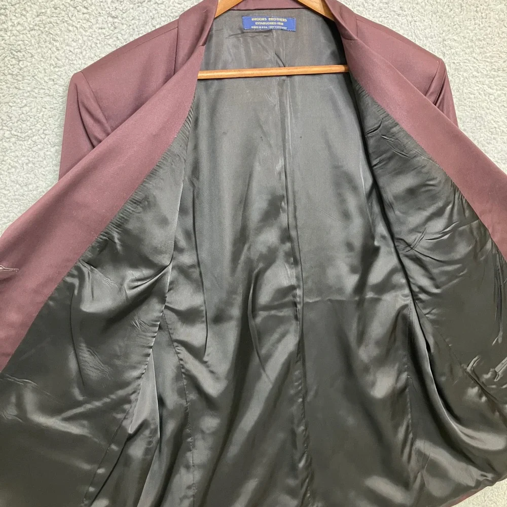 VTG Brooks Brothers 100%‎ Pure Wool Blazer Mens 16 Purple Burgundy Jacket USA